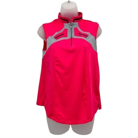Jamie Sadock Sleeveless Golf Top Women's Medium Hot Pink Gray Pickleball - Picture 9 of 16